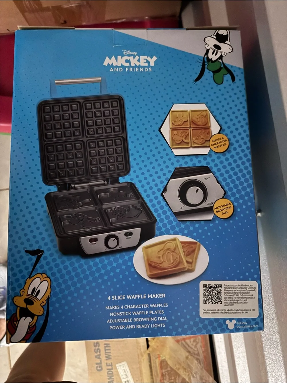 Disney Blue Mickey & Friends 4-Slice Waffle Maker